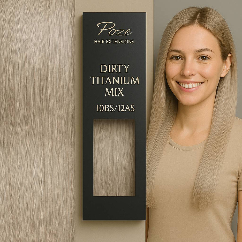 Extensiones de cinta premium - 10BS/12AS Mezcla de titanio sucio