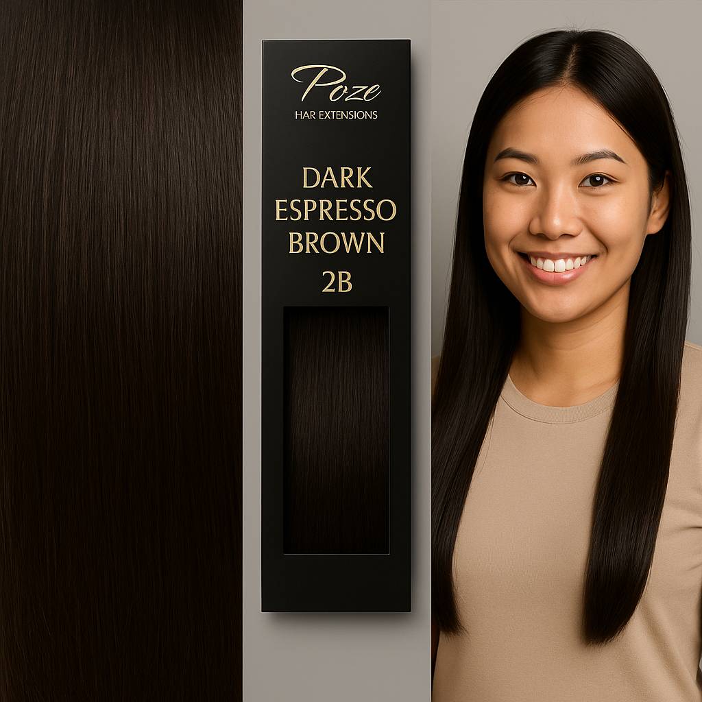 Extensiones Poze Standard con alambre y clip - Marrón Espresso Oscuro 2B