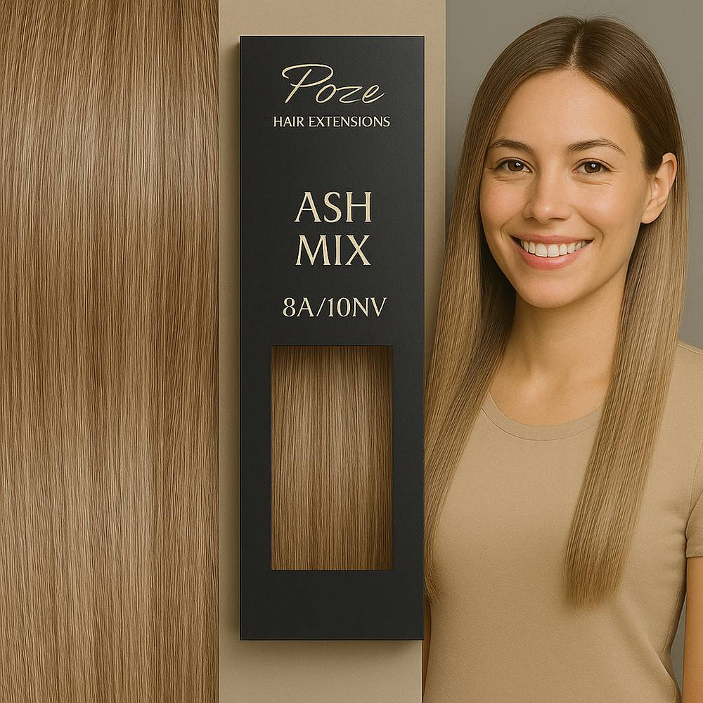 Extensiones de cabello Estándar - 8A/10NV Mezcla Ceniza  