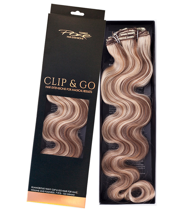 Extensiones de cabello ondulado Poze Standard Clip & Go - Mezcla Ash 8A/10NV